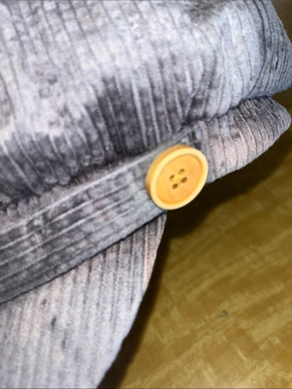 David and Young Gray Corduroy Newsboy Cap with Wooden Button